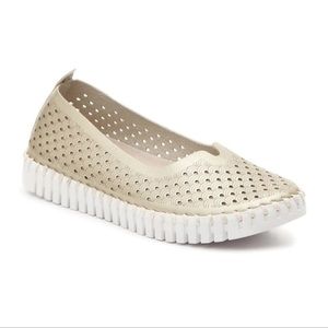 Ilse Jacobsen Tulip Gold Slides On Sneakers Flats Shoe Size 39